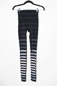K-Deer Haute Legz Leggings Signature Stripe Gray Black ombre size XS Full Length - Picture 1 of 5