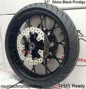 Rotor de neumático de rueda delantera Harley 21" negro Prodigy 08-23 Street Glide Road Glide - Imagen 1 de 8