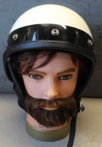 BUCO RACING WHITE HALF HELMET w/ ADJUSTABLE PROTECTOR HOPPER HARLEY TRIUMPH BSA - Bild 1 von 16