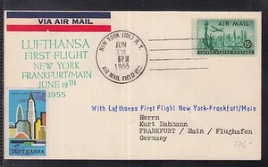 USA Luftpost Lufthansa 1955 New York nach Frankfurt - Bild 1 von 1