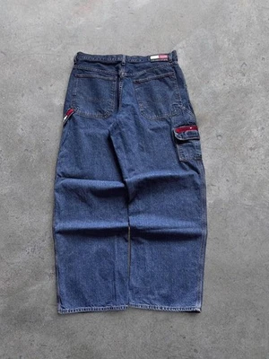 Tommy Hilfiger 90s Vintage Baggy Wide Leg Carpenter Blue Denim Jeans Skate Y2k - Image 1 of 4