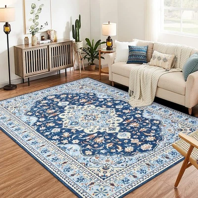 Washable Traditional Oriental Medallion Area Rug Carpet Runner Mat Indoor Home  - Image 1 of 4