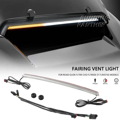 For CVO Road Glide FLTRXSE 2023 up Batwing Fairing Vent Trim Accent LED Light Foto 1 de 4