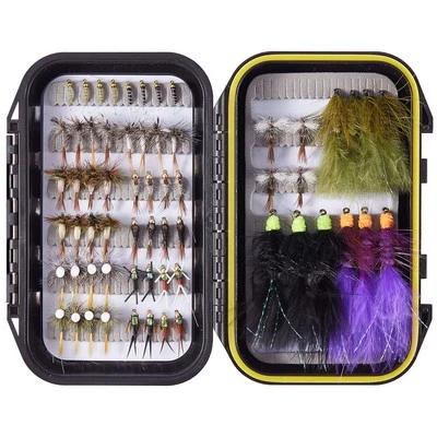 62pcs Fly Fishing Flies Kit with Waterproof Fly Box for Trout Steelhead Salmo... - Image 1 of 4
