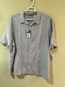 Cubavera MEN Sz 4X Two Pocket Linen Blend Guayabera Gray Button Shirt Resort m6 - Picture 1 of 8