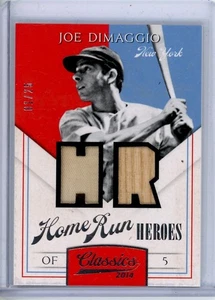 Joe Dimaggio 2014 Panini Classics Home Run Heroes Doppio Gioco Usato Reliquia #01/25 - Foto 1 di 2