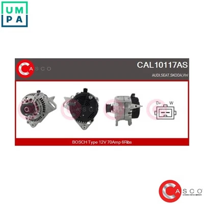 ALTERNATOR CAL10117AS FOR 2E/ADY/AGG/AKR/AEP 2.0L ABS/AAM/ACC/PG/ADZ/ANN 1.8L - Image 1 of 4
