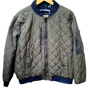 Chaqueta Bomber Calvin Klein Hombre Grande Verde Ejército Forrada Acolchada Clásica Usada en Excelente Condición - Imagen 1 de 16