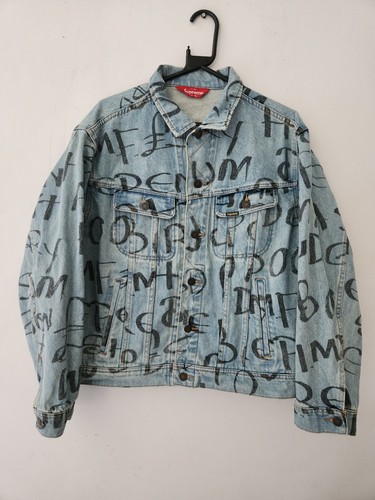 Trucker denim FW20 Supreme Black Ark taglia M blu medio opera d'arte Scratch Perry