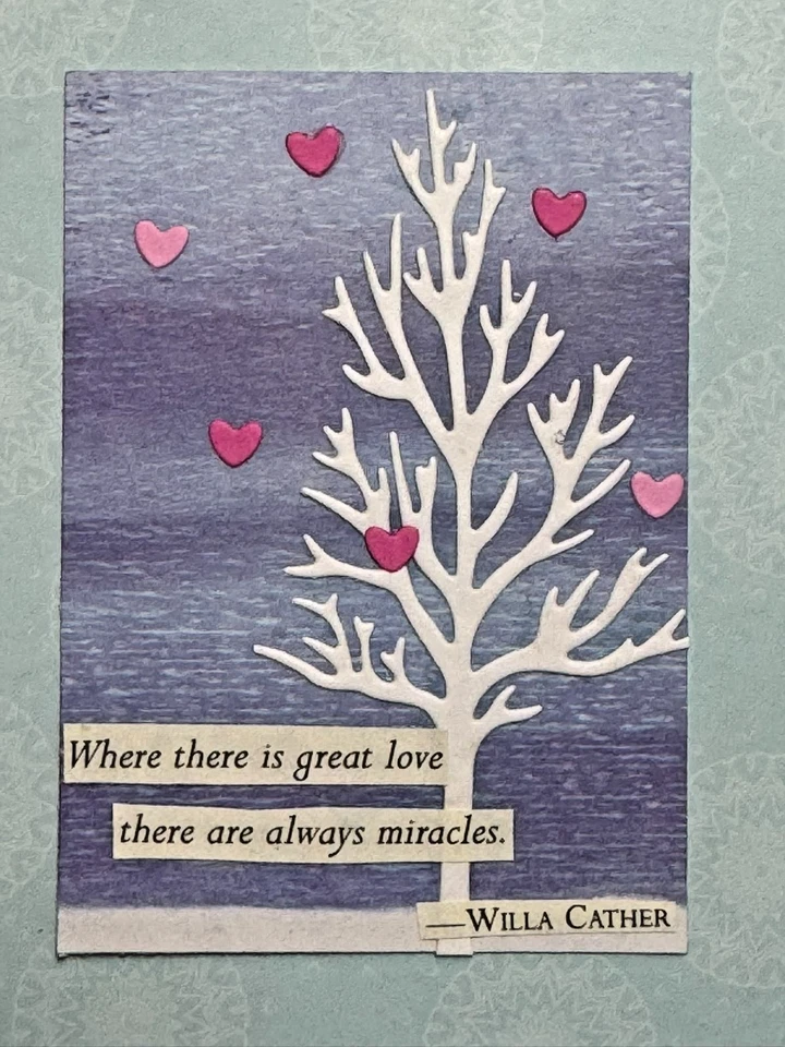 Tarjeta de arte ACEO amor y milagros collage de medios mixtos por KJS Foto 1 de 1