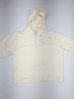 Sudadera pulóver con capucha cremallera 1/4 Zara para mujer XL tejido crema Foto 1 de 4