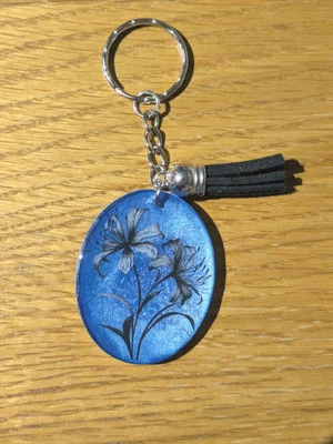 Pretty Blue Floral Resin Keychain  - Image 1 of 3