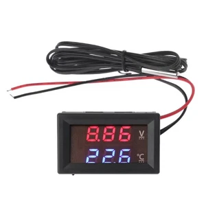 Dual Display Car Thermometer Voltmeter Voltage Gauge for All 12-24V for Cars SUV - Picture 1 of 8