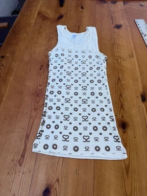 American Apparel Classic Girl Women's S Off White Ribbed Tank Top "HEARTS" M9 - Image 1 of 4