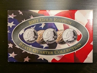 2001 State Quarter Collection Set CSN | Gold Plated | with Box and COA - Image 1 of 4