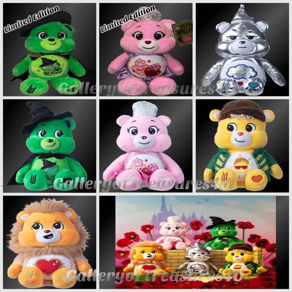 Peluche Care Bears x Wicked Grumpy Tin Man Buena Suerte Elphaba Glinda Spantapájaros León Foto 1 de 4