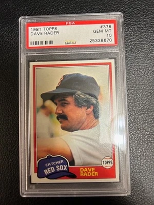 1981 Topps #378, Dave Rader,  Boston Red Sox, PSA 10 - Image 1 of 2