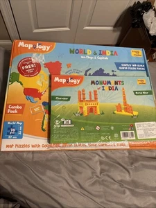 Mapology Puzzle Mappa USA e Mondo con Bandiere, Capitali Confezione Combo Nuovo - Foto 1 di 5