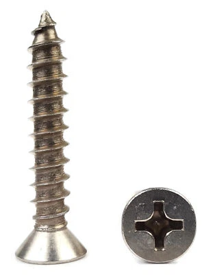 Sheet Metal Screws Stainless Steel Phillips Flat Head #8 x 1-3/4" Qty 250 - Image 1 of 3