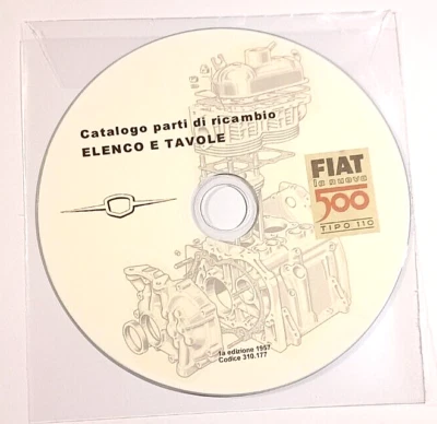 CD CATALOGO PARTI DI RICAMBIO MECCANICA E ELETTRICO FIAT NUOVA 500 Tipo 110 1957 - Immagine 1 di 3