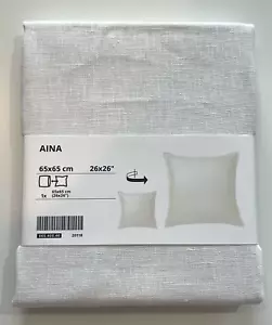IKEA AINA Pillow Cushion Cover 100% Linen White 26"x26" New 005.400.46 - Picture 1 of 8