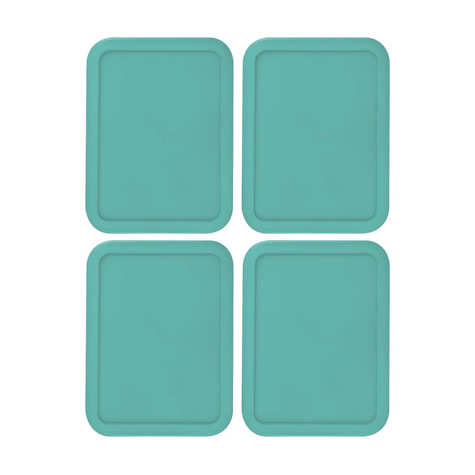 MRX SOLUTIONS Replacement Lid for 6-CUP Pyrex Cover Rectangle (6.75" x 8.75") TURQUOISE 4-Pack