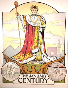 1895 ORIGINAL ANTIQUE LUCIEN METIVET POSTER NAPOLEON 'THE JANUARY CENTURY' - Picture 1 of 9