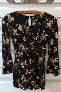 Art Class S 6/6X Floral Romper One Piece Outfit V Neck Flower Print Long Sleeve - Picture 1 of 8