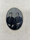 Antique Victorian Tintype Photo Gentlemen Father & Son Neat Hair Well Dressed
