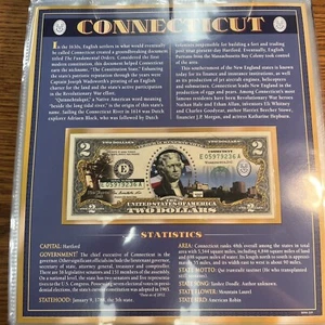 2013 2 Dollar Bill Connecticut Note Colorized - Picture 1 of 1