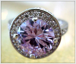 kunzite burlliant cut gemston 18k gold filled ladies glamour Ring S 8 - Picture 1 of 9