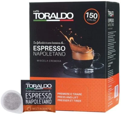 CAFF TORALDO 150 Cialde Filtro Carta Ese 44 Caffè TORALDO Miscela CREMOSA