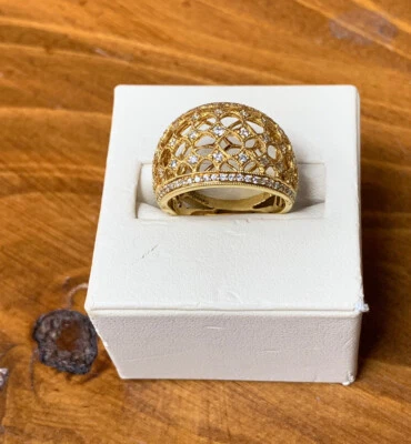 Gabriel & Co. 18k Yellow Gold 0.75 cttw Diamond Lattice Dome Ring Size 7 LR5092 - Image 1 of 4