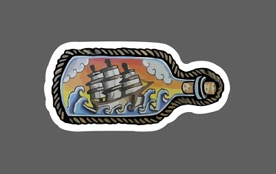 Ship In A Bottle Sticker Sailing Waterproof Outdoor Travel Ocean Beach Gift NEW - Image 1 of 3