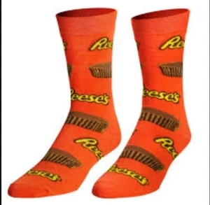 Reeses CANDY Novelty Socks Men's Shoe Size 6 - 12 - Picture 1 of 2