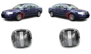 NEW FOR SKODA SUPERB 02-08 FRONT FENDER SIDE INDICATOR REPEATER PAIR SMOKED - Picture 1 of 2