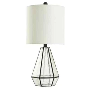 StyleCraft 23.25 in. Aged Bronze Table Lamp with White Hardback Fabric Shade - Picture 1 of 7