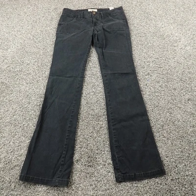 复古 Hollister 裤子女式 1 黑色斜纹布低腰靴喇叭弹力 Y2K — 第 1/4 张图片