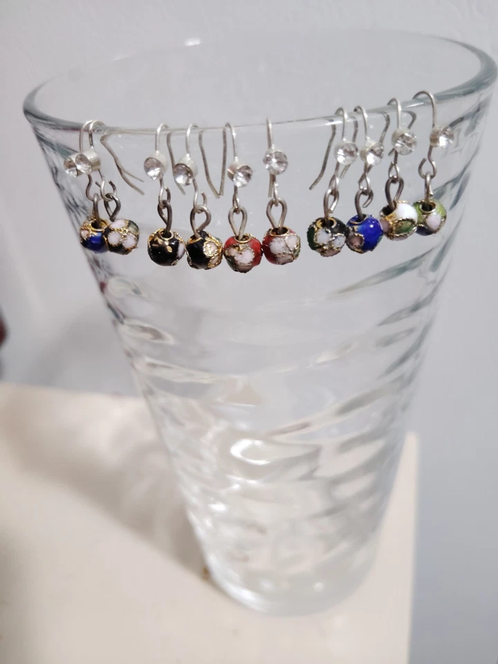 5 pares de cuentas de cloisonné, un tipo de abalorio esmaltado. .  Hay muy lindo Foto 1 de 4