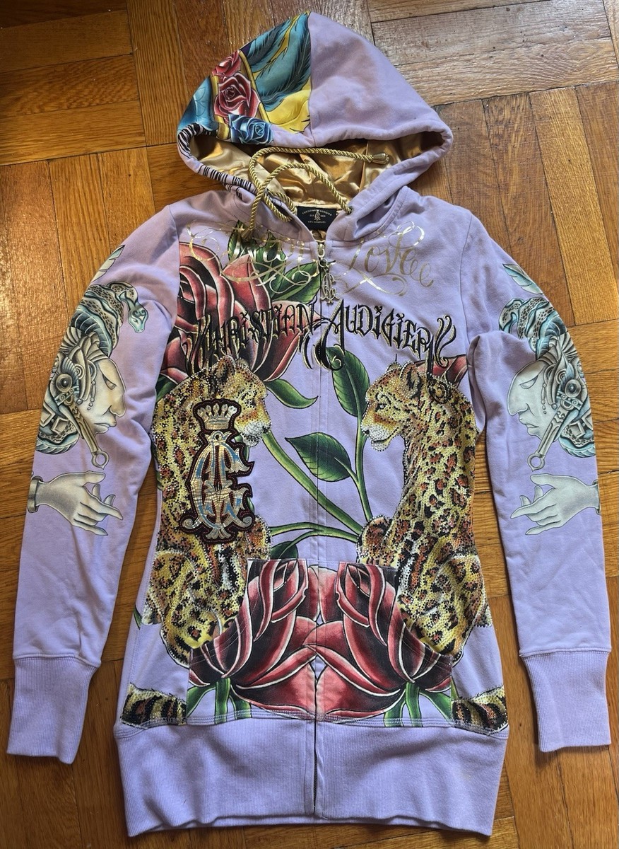 Christian Audigier 紫色 フード付きパーカー M Christian Audigier Purple Hoodies & Sweatshirts for Women