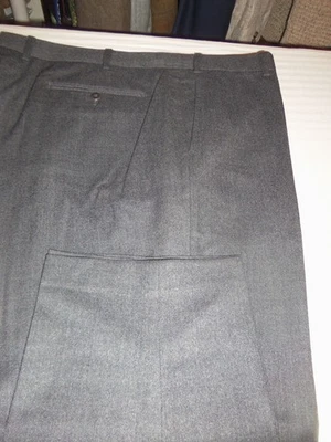 377- MINT Zanella - Parker - Platinum SOFT WOOL DARK GRAY Flat PANTS - 41 X 31 - Image 1 of 4