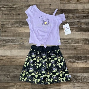 Girls' Disney Tiana 2pc Top and Bottom Matching Set - Purple/Black 7/8 - Disney - Picture 1 of 7