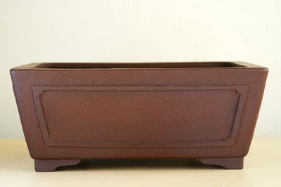 Olla Bonsai Japonesa Tokoname YAMAAKI 9.7" (24.6cm) Marrón Sin Esmaltar Rectángulo Y992 Foto 1 de 4