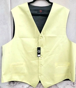 NEW Q Brand Made in Italy Men's 5XL Luxury Satin Pale Yellow Tuxedo Vest - Picture 1 of 3