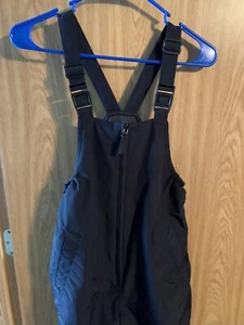 Lands End Kids Squall Waterproof Iron Knee Bibs Sz 10 Black Snowpant Hardly Worn - Picture 1 of 7