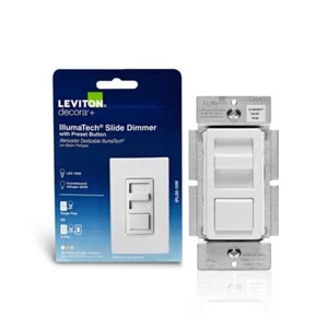 Leviton R50-IPL06-10M White 600W Thermoplastic/Metal Slide Dimmer Switch - Picture 1 of 4