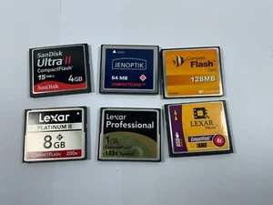 6x Assorted Compact Flash Memory Cards Varied Sizes - Picture 1 of 2