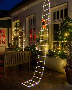 LED Christmas Ladder Lights 10ft with Santa Claus Indoor Outdoor Xmas Tree Decor - Picture 1 of 8