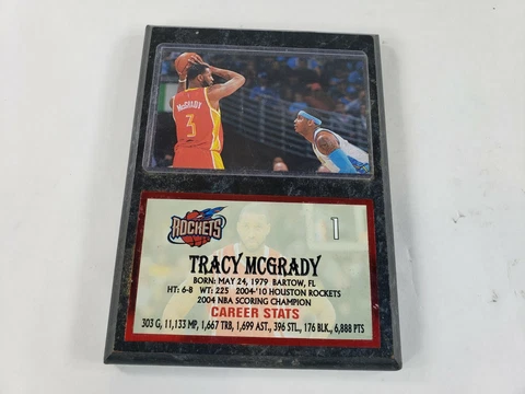 Tracy McGrady Rockets 2004 NBA Scoring Champion Career Stats Wood Plaque Cover