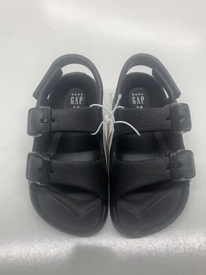 Sandalias Baby Gap Unisex Negras Talla 7-8 Niño Nuevas Con Etiquetas Correa Ajustable Foto 1 de 4